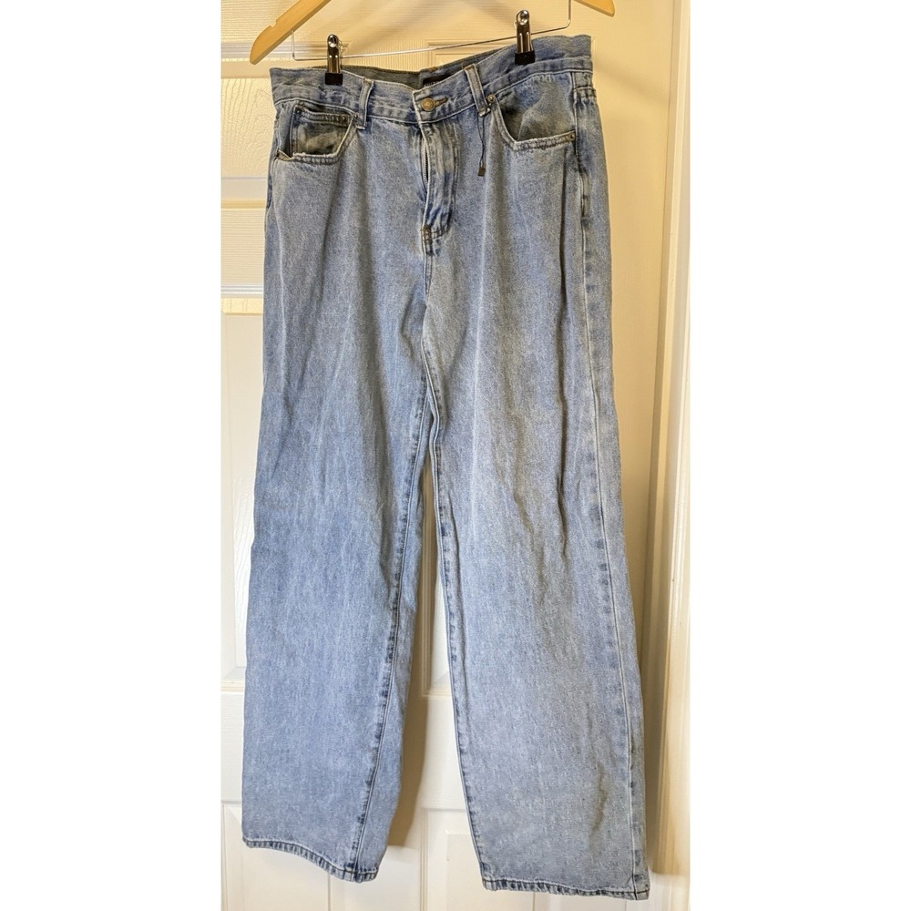 White Fox Wide Leg Jeans‎ Womens Medium Light Blue Distressed Back Cut-Out Baggy